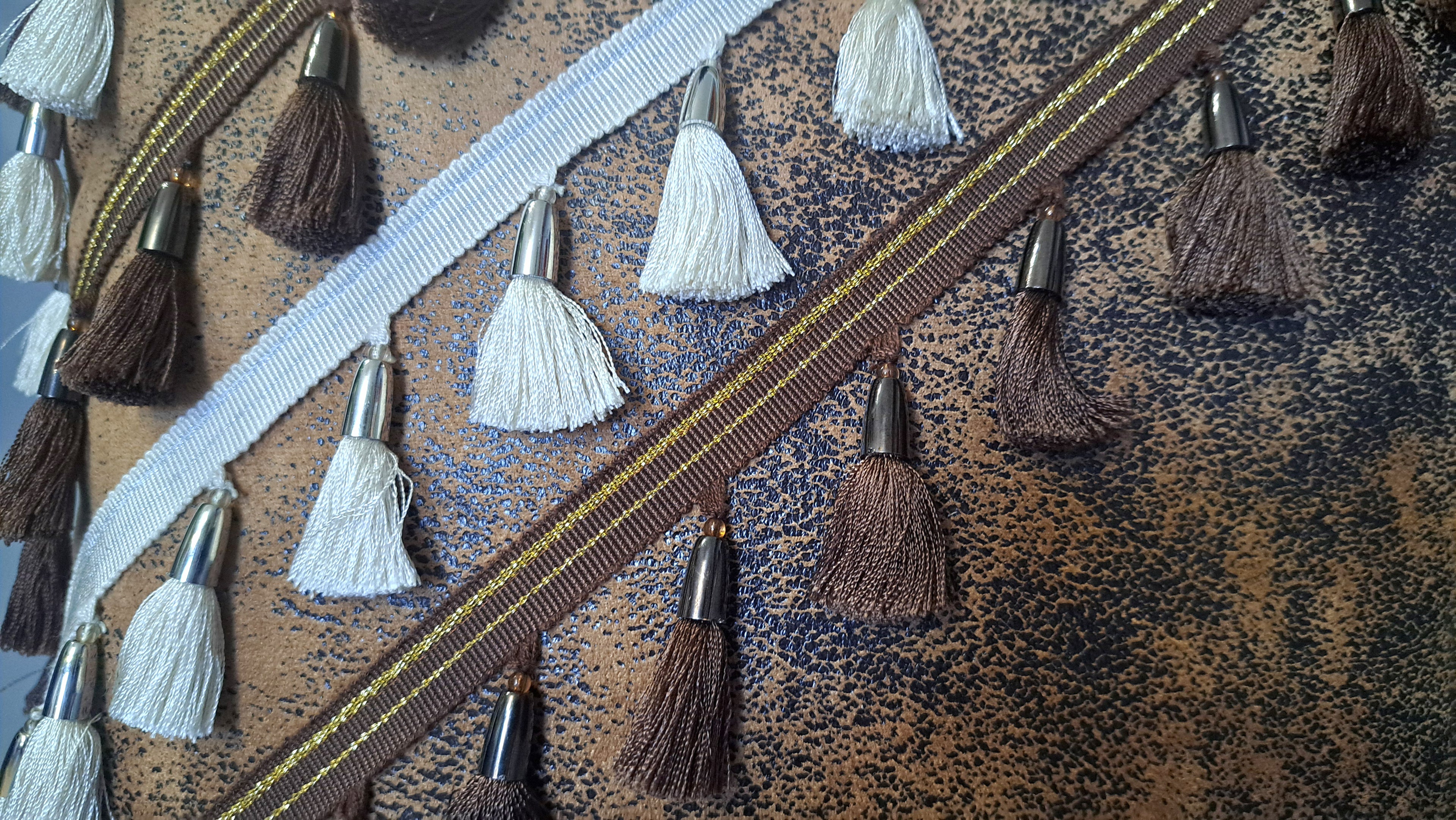 Earth Tone Speckled Faux Leather Pillow Cover with Tassels
