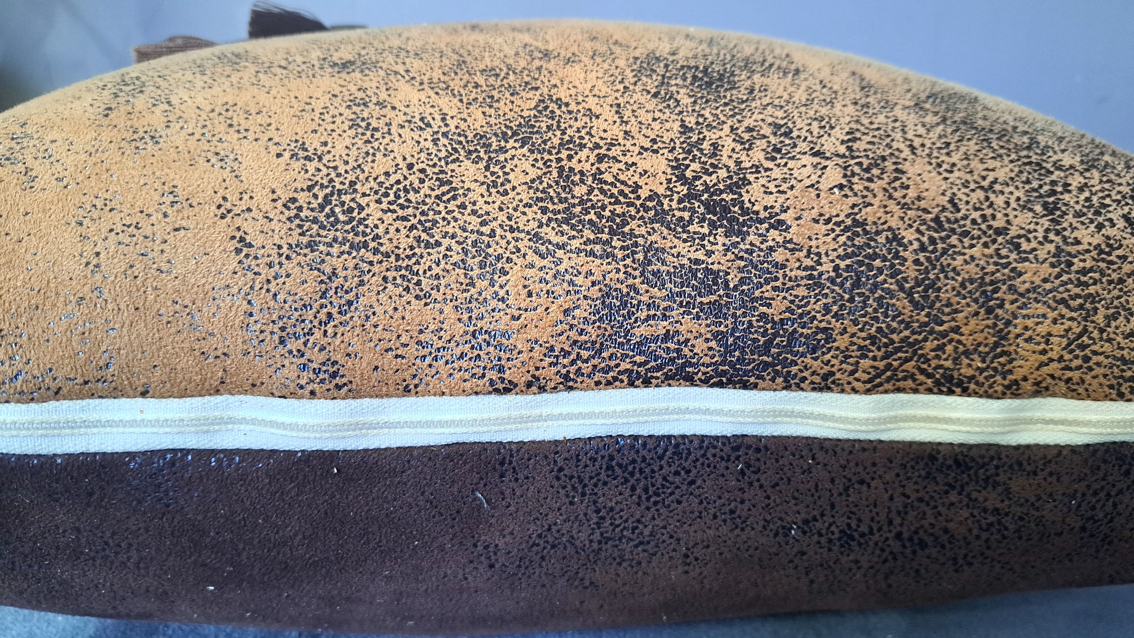Earth Tone Speckled Faux Leather Pillow Cover with Tassels