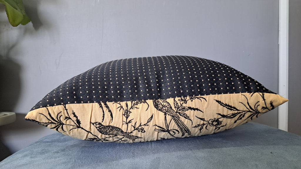 Birdsong Toile Style Pillow Cover – Cream & Black Classic-Inspired Accent 17x16