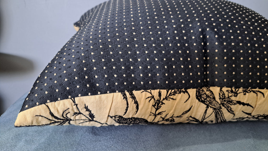 Birdsong Toile Style Pillow Cover – Cream & Black Classic-Inspired Accent 17x16