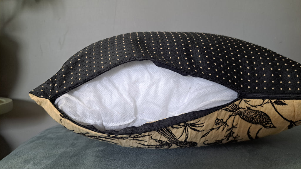 Birdsong Toile Style Pillow Cover – Cream & Black Classic-Inspired Accent 17x16
