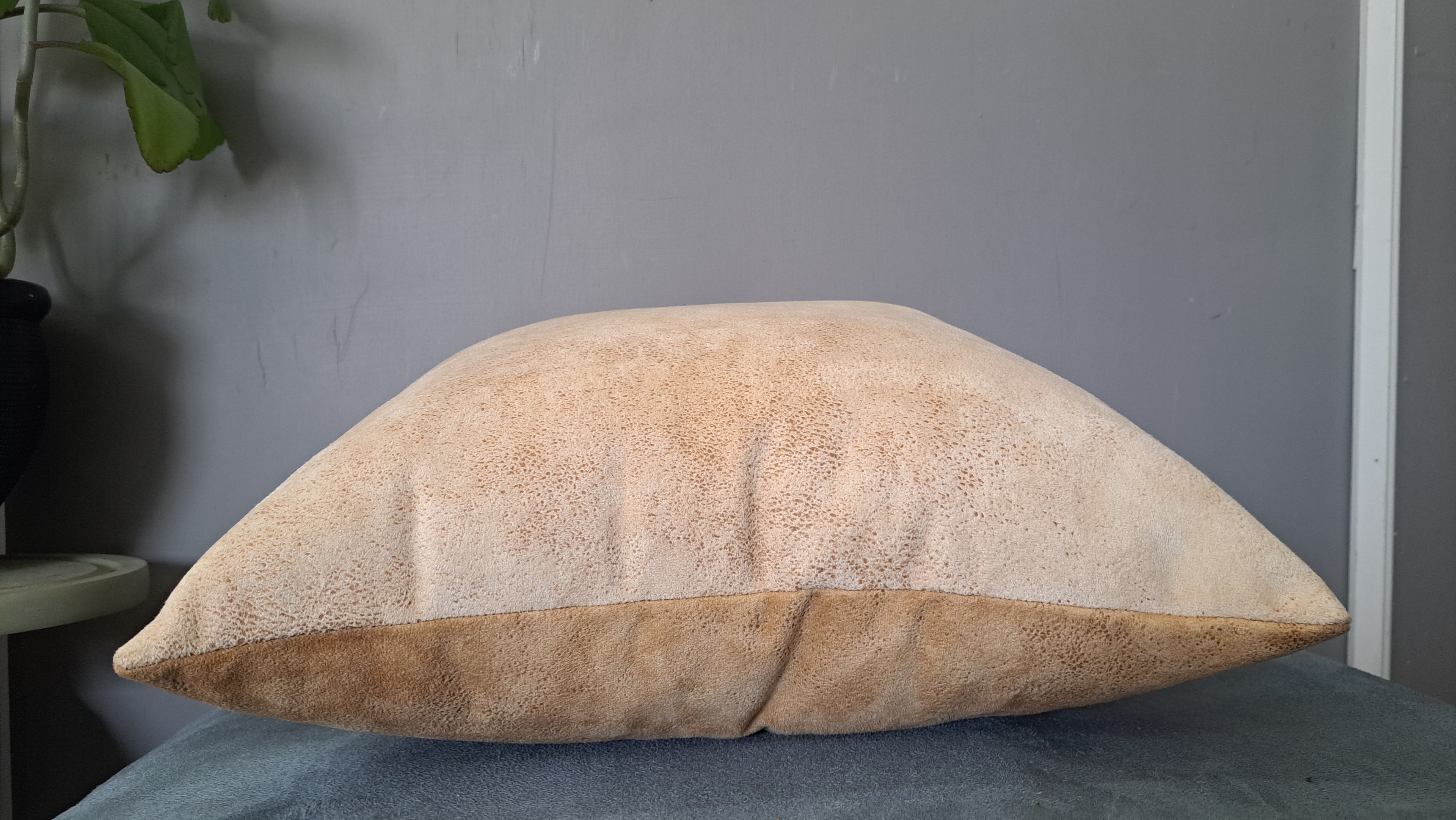 Neutral Two-Tone Faux Leather Pillow Cover – Modern Handcrafted Accent 17x17