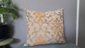 Neutral Batik Style Throw Pillow Cover – Beige & Soft Green Woven Cushion | 19” x 18”