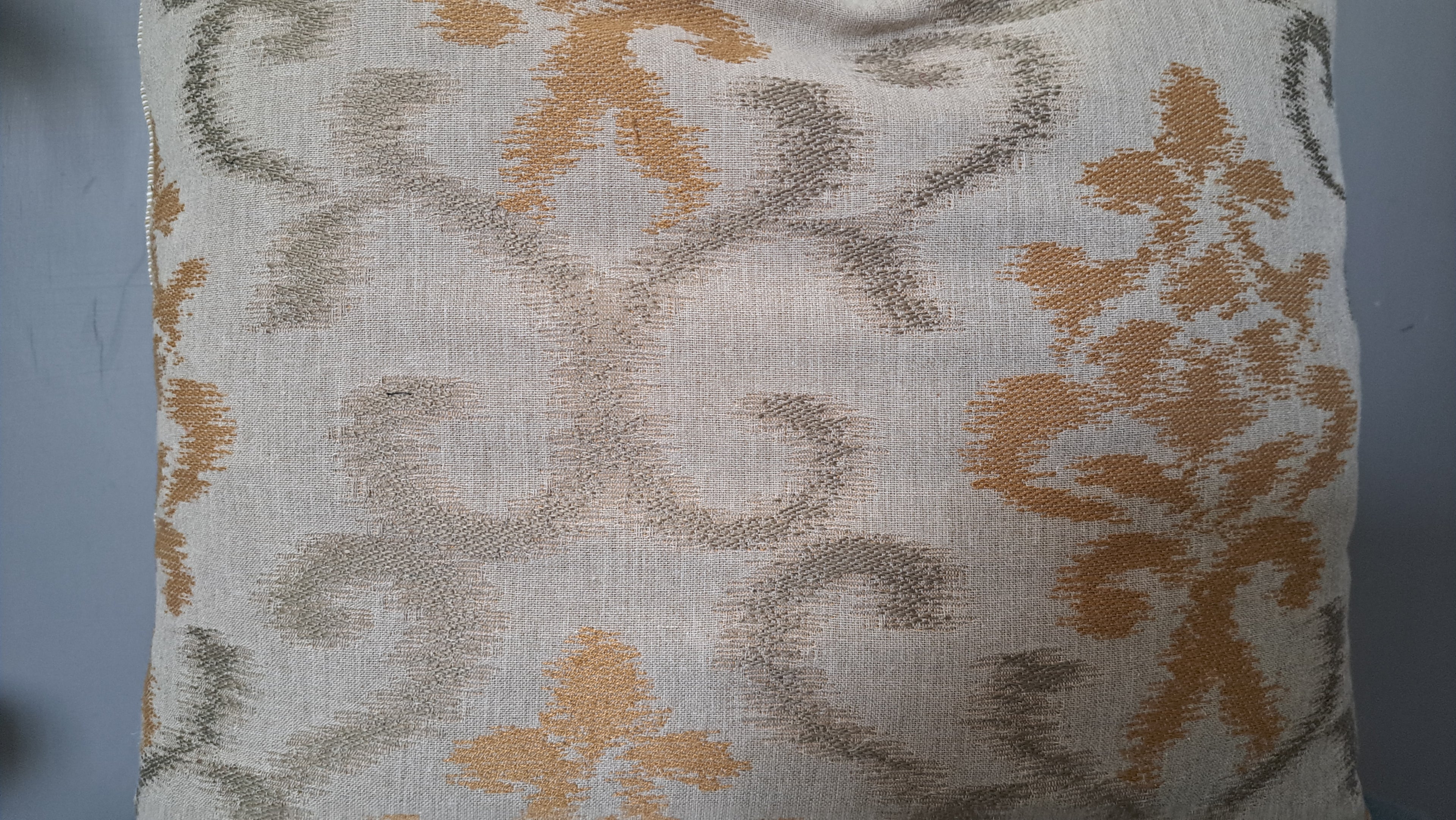 Neutral Batik Style Throw Pillow Cover – Beige & Soft Green Woven Cushion | 19” x 18”