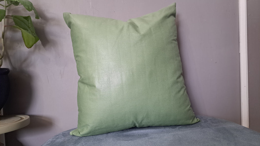 Vintage Floral Wreath Pillow Cover – Pink & Blue Bouquet with Sage Green Back | 18” x 18”