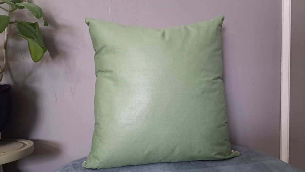 Vintage Floral Pillow Cover – Pink Rose Bouquet with Sage Green Chintz Back | 18” x 18”