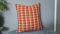 Multicolor Plaid Pillow Cover – Warm Red & Neutral Check with Textured Sage Back