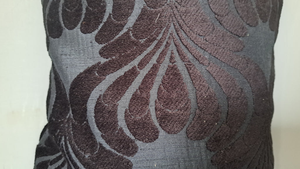 Dark Brocade Floral Pillow Cover – Black & Deep Brown Textured Cushion | 12” x 16”