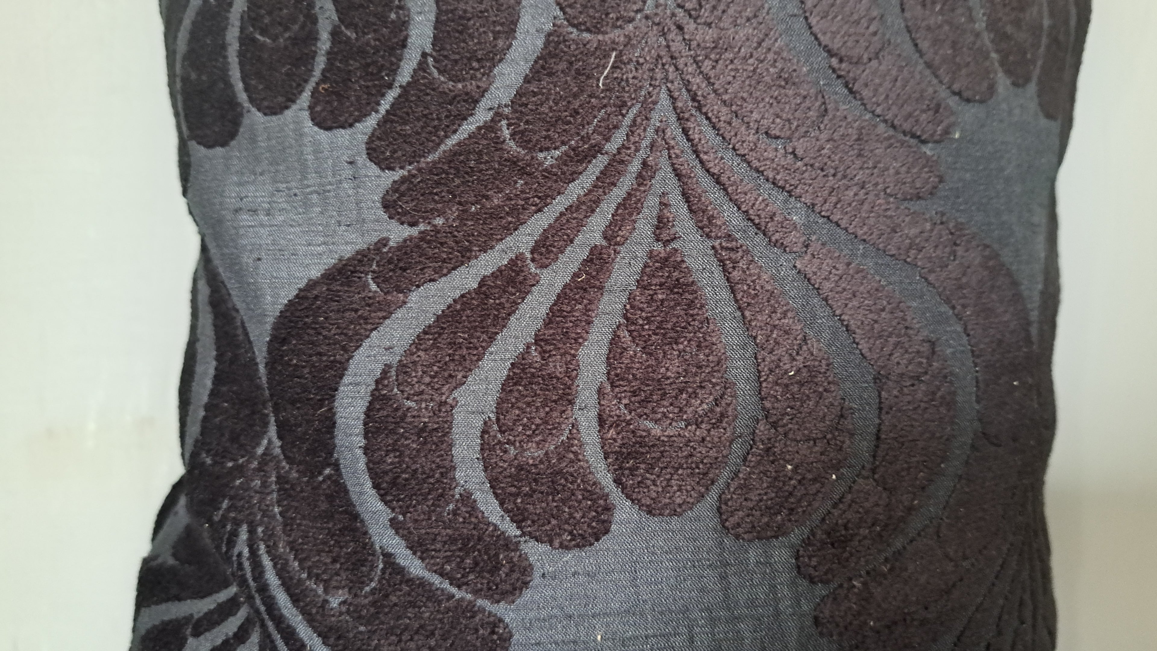 Dark Brocade Floral Pillow Cover – Black & Deep Brown Textured Cushion | 12” x 16”