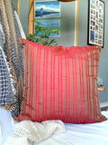 Elegant Red & Gold Striped Pillow Cover – Warm Woven Accent Cushion Cover 18x18