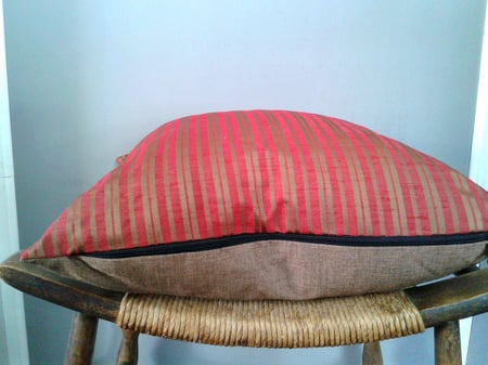 Elegant Red & Gold Striped Pillow Cover – Warm Woven Accent Cushion Cover 18x18